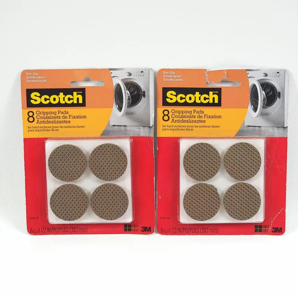 2pk Scotch Non-Slip Gripping Pads Round Brown 1.5-in Diameter 16 Pads New Sealed